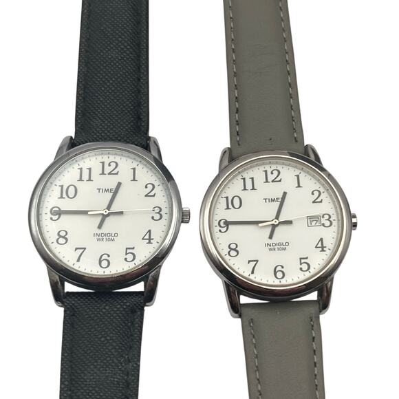 Men's Timex Easy Reader Indiglo Watches 35mm - New Batteries-Adjustable Bands WR - Picture 1 of 13